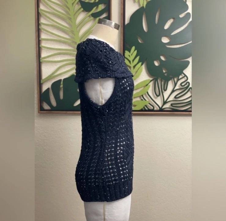 Oscar de la Renta Knit top Size S Navy - Image 4 of 4