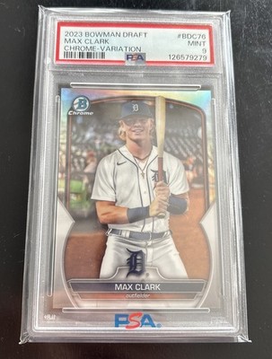 2023 Bowman Draft Max Clark #BDC-76 Chrome Image Variation SP PSA 9 CALL UP