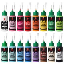 16-Pack 2oz Matte Acrylic Paint Set with Precision Applicator Cap for Crafts