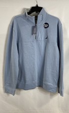 Nautica Men's Blue Petrol Navtech Quarter-Zip Fleece Pullover Sweater L NWT