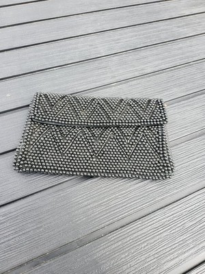 Vintage Bags by Susan Black Beaded Clutch Evening Purse Bag Mid Century Japan