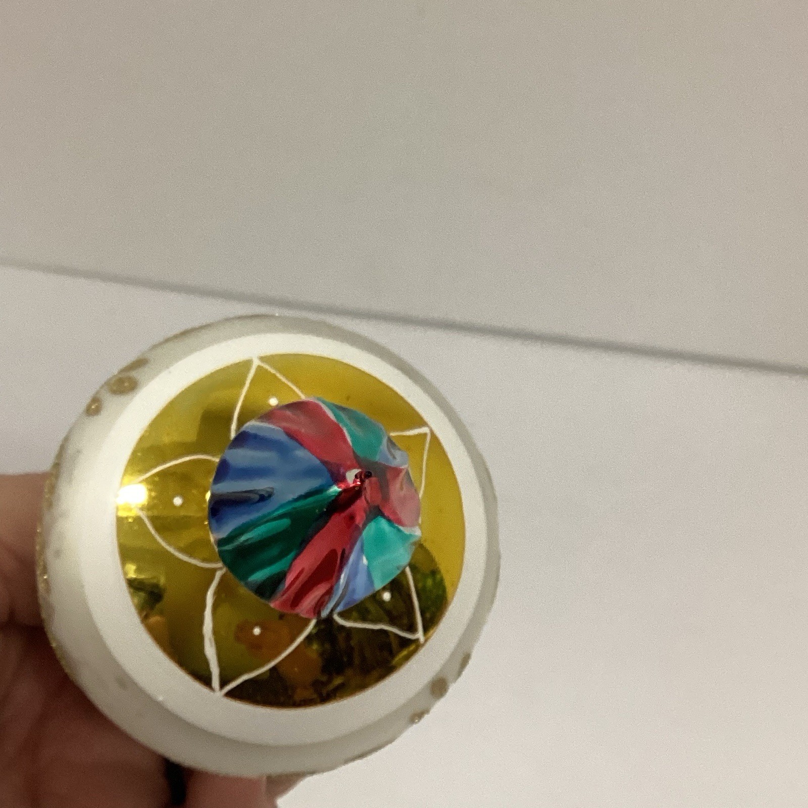 Rainbow Drop Glass Christmas Ornament Gold Glitter Design