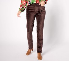 Belle by Kim Gravel Women's Pants Sz 12 Tall Velveteen Button Front Brown