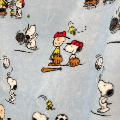Berkshire PEANUTS Snoopy All Over Sports Soft Throw Blanket Light Blue 70 x 48