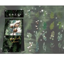 40 pieces flower mushroom seal transparent sticker deco sticker antique style co