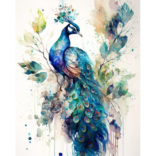 Peacock Paint by Numbers Kit for Adult Beginners Watercolor Paint by Number on