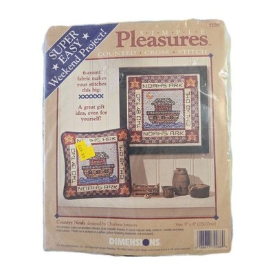 Vtg Dimensions Simple Pleasures Counted Cross Stitch Country Noah s Arc 8  72286