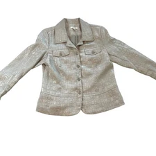 Erin Women's Textured Croc Embossed Metallic Blazer Jacket Size Medium