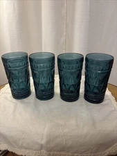 MCM Colony Park Lane blue water tumbler, Set of 4. Made By Colony Glass Co.
