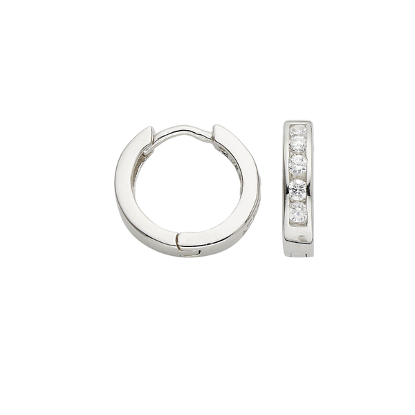 Cem Creolen Poliert Rhodiniert 3,0 Mm Breit Echt 925/- Sterling Silber Klapp-image