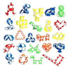 Ganowo 24 Pack Fidget Snake Cube, Mini Twist Puzzle Party Bag Macaron 24set