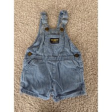 VTG OshKosh Bgosh Vestbak Hickory Stripe Overalls Blue White 80s 90s Kids USA