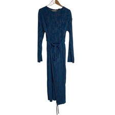 ZARA Jacquard Pleated Dress, Size M, Blue Women USED