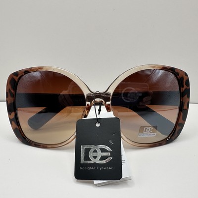 Designer Eyewear Women s Fashion Sunglasses Oversized Brown Leopard Shades DE