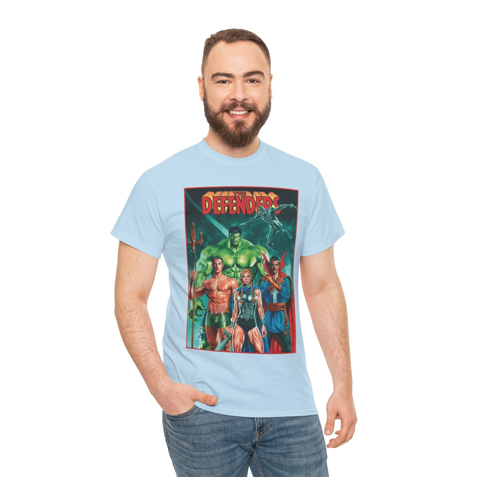Defenders T-Shirt - Dr Strange, Valkyrie, Hulk, Namor, Silver Surfer - Marvel