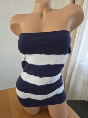 Badeau Top Blau Weiß Gr. S H&M Baumwollmischung Cute