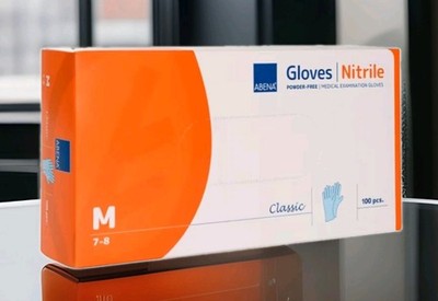 10x Nitril-Handschuhe, Classic, Puderfrei, Blau, Gr. M  | Packung (100 Stück)