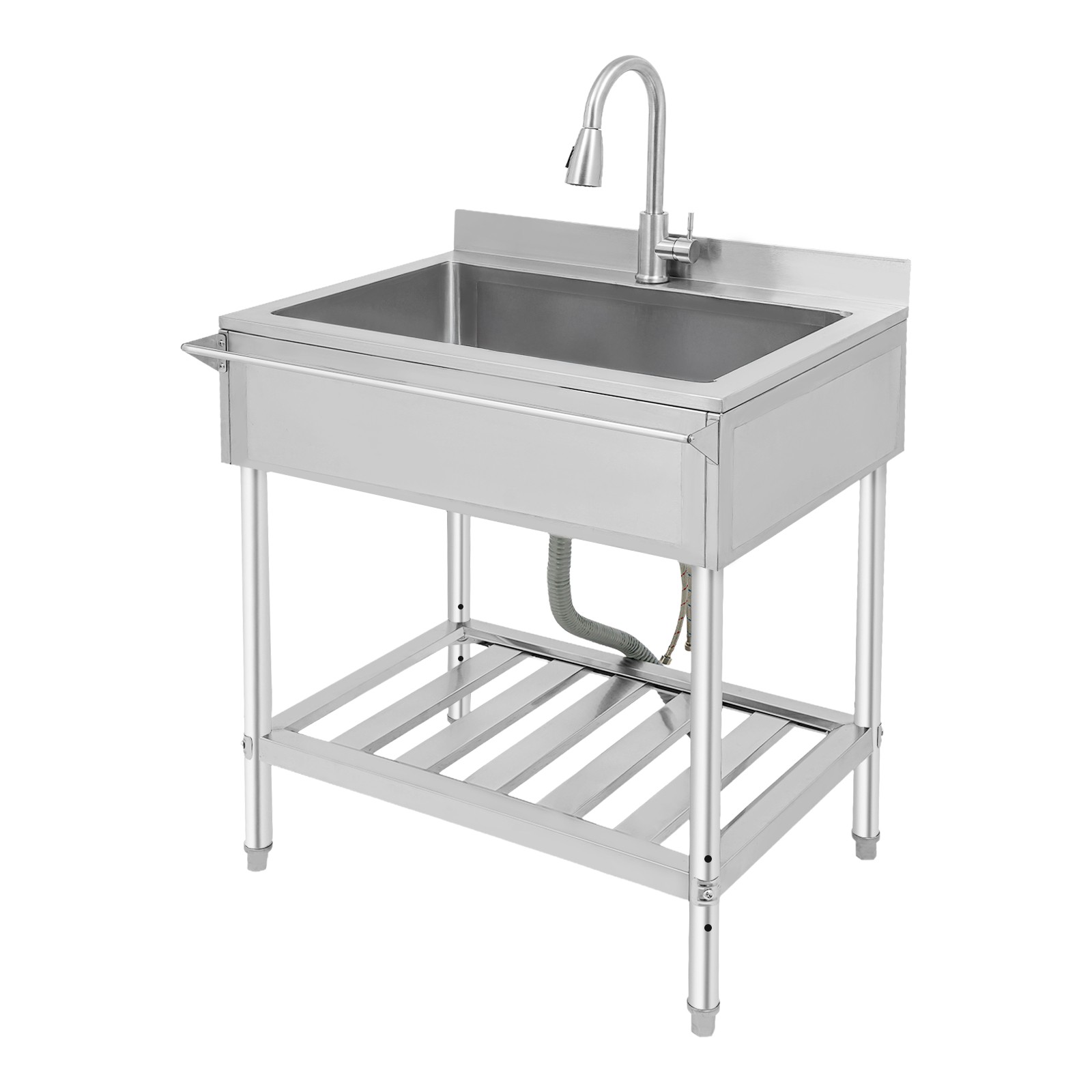 Free Standing Kitchen Sink Single Bowl Sink Stainless Steel Utility Sink Silver