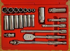 Snap-on 222afsp 22 Pc 38 Dr 6-pt Sae Deepshallow General Service Socket Set
