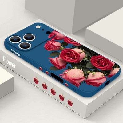 Rosen Muster TPU Handy Hülle für iPhone 17 Pro Max Air 16 15 14 13 12 11 Case