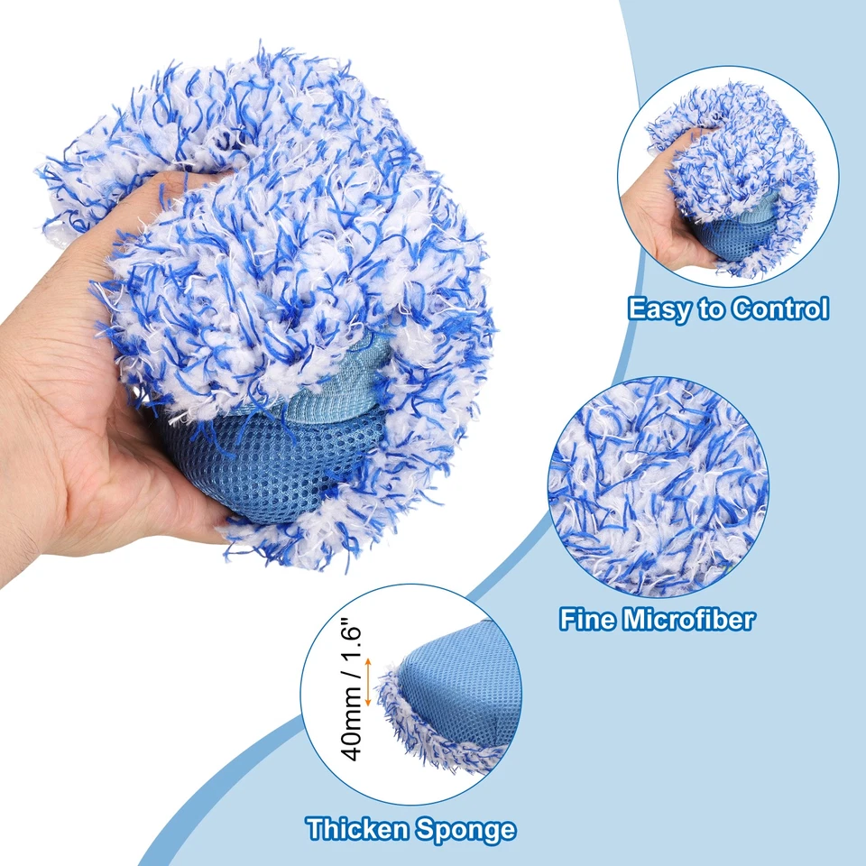 2pcs Microfiber Car Wash Sponge 8.7"x4.5" Non-Scratch Foam Applicator Pads Blue Foto 4 de 4