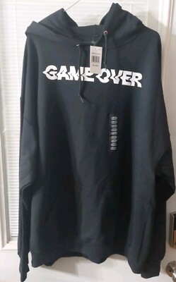 New Five Nights At Freddy's Game Over Black Pullover Hoodie Relaxed Fit Size 2XL