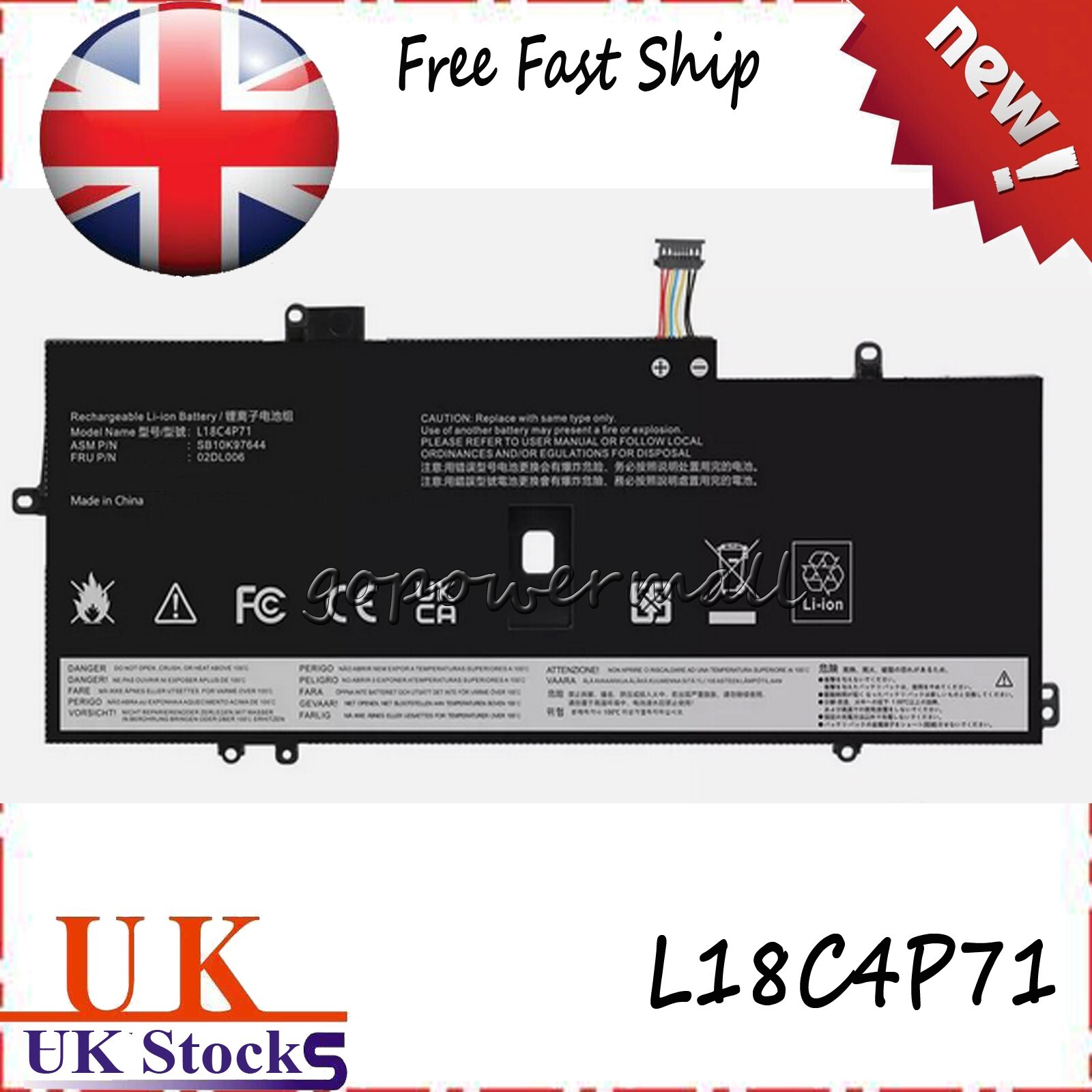 Battery for ThinkPad X1 Yoga 4th Gen  5th Gen /  ThinkPad X1 Carbon 7th Gen 8th