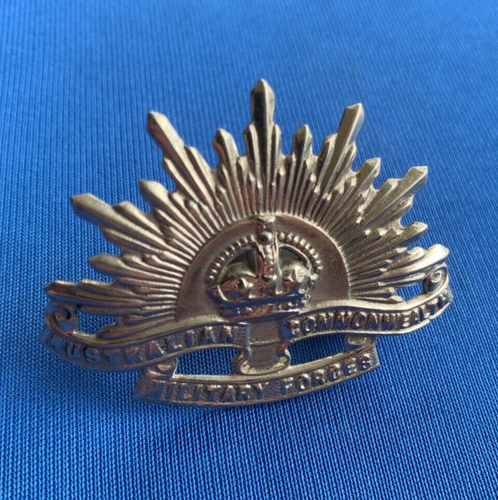 Australian Armoured Corps White Metal Rising Sun Hat Badge Trench Art ...