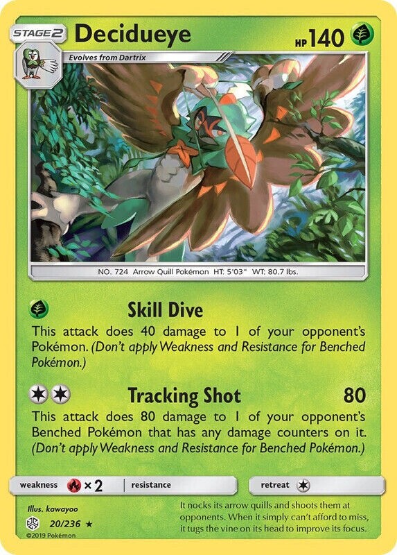 Pokemon - Decidueye - 20/236 - Holo Rare - Cosmic Eclipse - NM/M