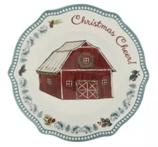 Pioneer Woman Christmas Holiday Coord w/Cheerful Rose BARN 6.5” Appetizer Plate