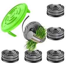 7 PCS Weed Wacker String & Spool Cap for Greenworks Trimmer 2101602, 2101602A..