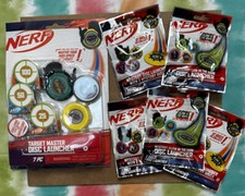 Nerf Target Master Disc Launcher W/ 3 Discs, Launcher ,3 Targets  5 Pks Minis