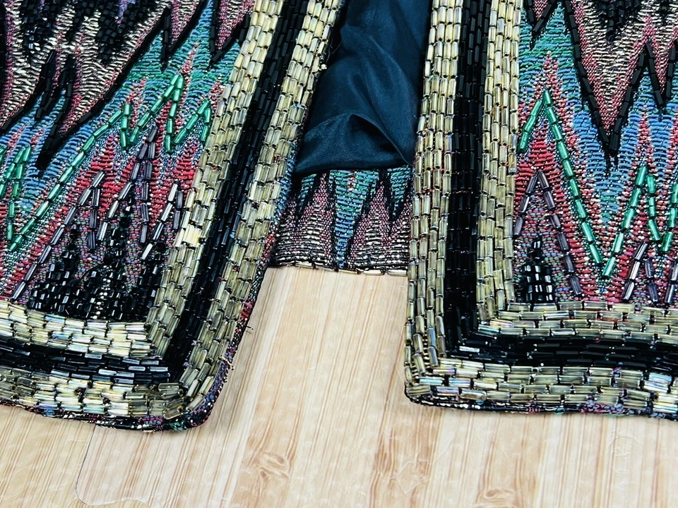 Francesca Of Damon Vintage Multicolor Beaded Cocktail Party Jacket Womens Size 8 - Image 4 of 4