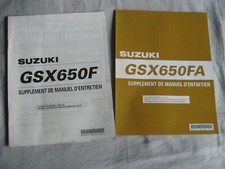 Rare 2 suppléments manuel d'entretien d'origine SUZUKI GSX 650F Français de 2009