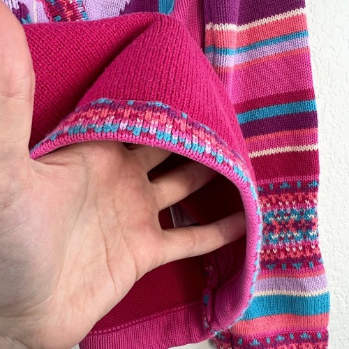 Hanna Andersson Vibrant Colorful Pink Striped Flower Wrap Sweater Size 140 / 10 - Picture 5 of 7