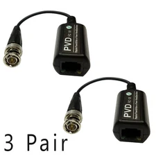 6pcs 3 Pair CCTV Camera Coax BNC AHD TVI Video Balun Transceiver to CAT5e/6 5MP