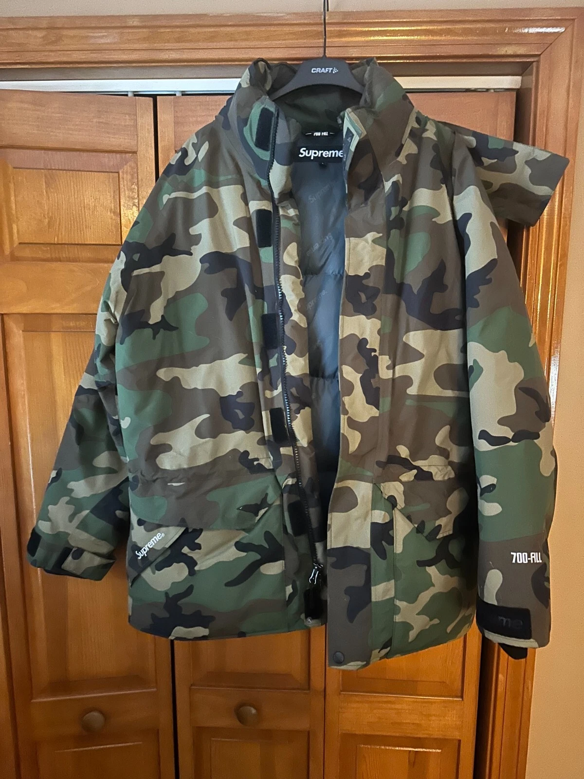 Doudoune Supreme 15FW Uptown Parka 700 FILL L nylon camouflage occasion