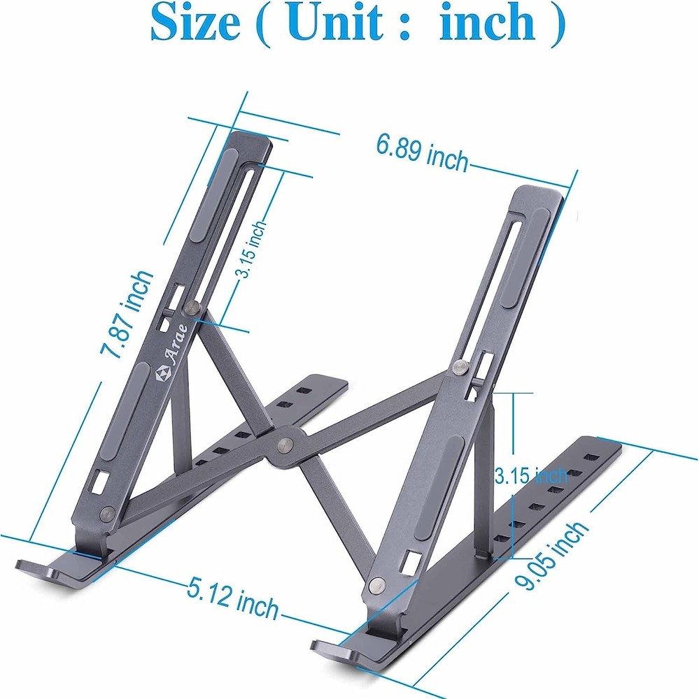 Adjustable Aluminum Laptop Stand Portable Foldable Ergonomic Desk Holder