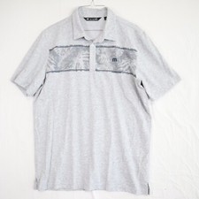 Travis Mathew Polo Shirt Mens Large Golf Resort Casual Knit Gray Short Sleeve