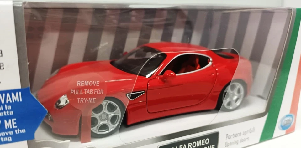 Alfa Romeo 8C Competizione Luci Suoni Rosso Red Silver Wheel 1:32 Nuovo 1/32 - Immagine 3 di 4