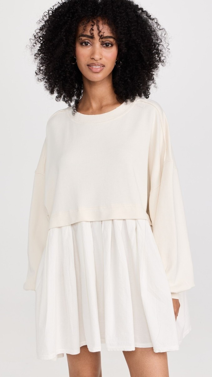 Free People Eleanor Sweatshirt Tunic Dress Oversized Cotton Solid M New  270445