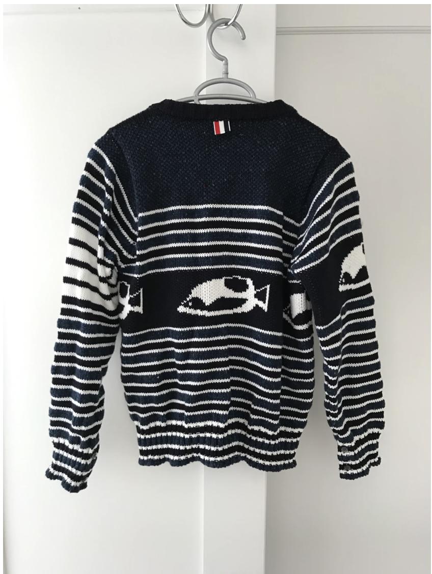 THOM BROWNE. NEW YORK / BIRD & BEE CREW KNIT/0/ウール/BLU/総柄/FKA416A-Y1002-482 Thom Browne fish fair isle intarsia cotton wool mohair blend
