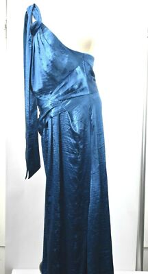 Kay Unger Womens Sleeveless Front Slit Simone Halter Satin Full Length Gown 12
