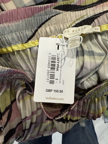 Ted Baker Miiah Plisado Pañuelo Midaxi Dobladillo Falda Talla TB2/UK10 RRP£150 NUEVO - Imagen 11 de 13