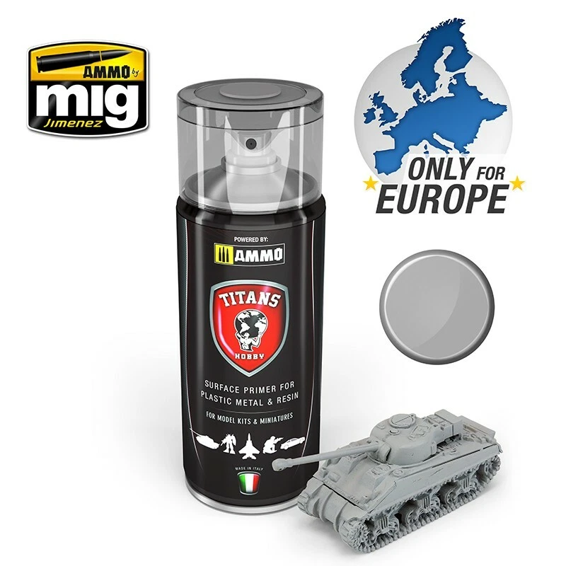 AMMO OF MIG/TITANS HOBBY PRIMER SPRAY GRIGIO CHIARO OPACO 400ml TTH102