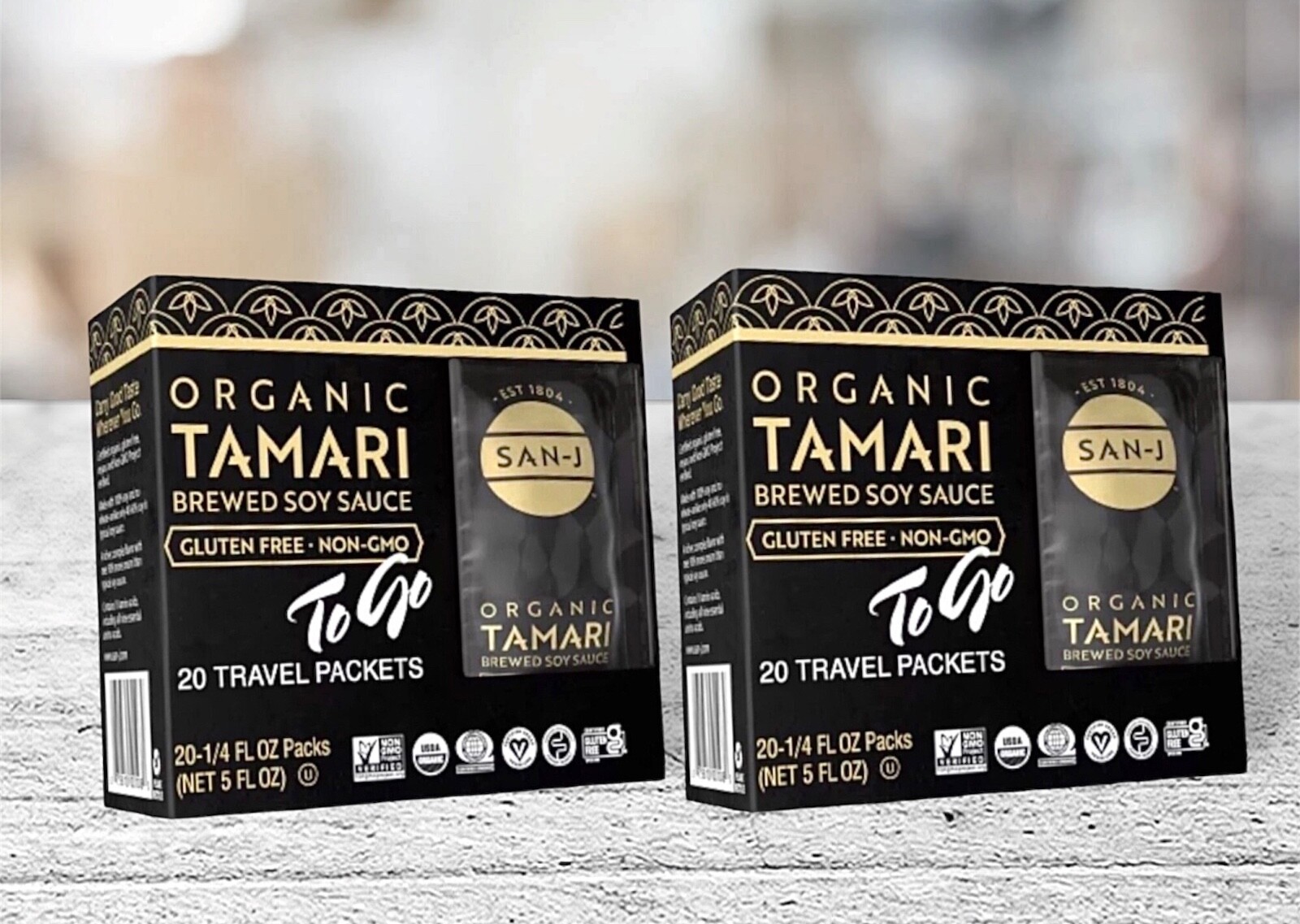 2 San J Tamari Soy Sauce Organic Gluten Free 40 Single Server Packets