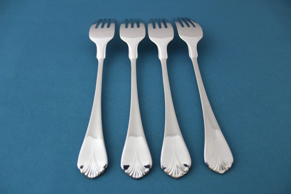 4 Tenedores de Cena Yamazaki CARA ORO 18/8 Inoxidable Japón 7 5/8" Foto 4 de 4