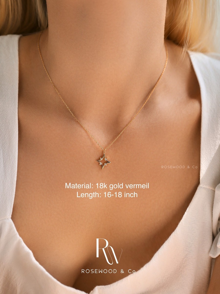 Non Tarnish 18k Gold Vermeil Lucky Star Pendant Necklace for