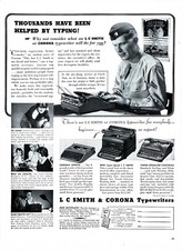 1940 SMITH CORONA TYPEWRITER Genuine Vintage Print Ad Office Machine