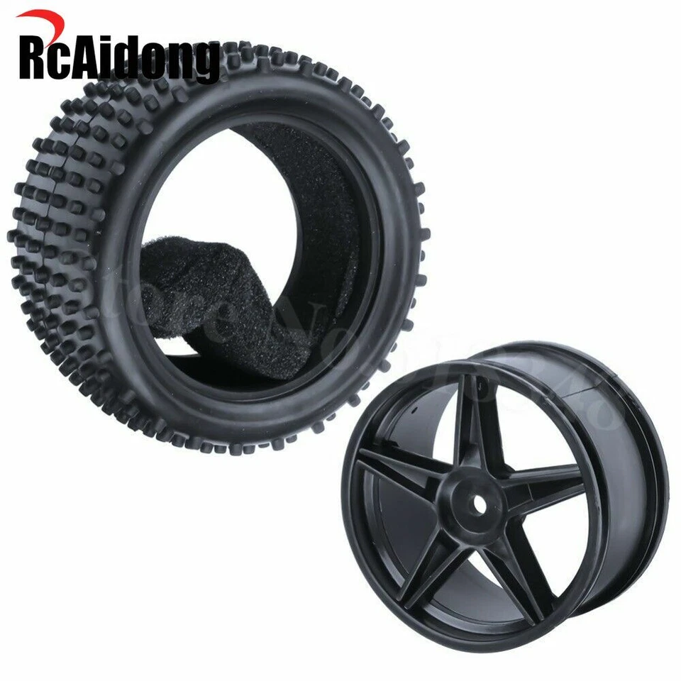 1/10 Buggy Tires W/Wheels Hex for Tamiya TT-02B DT02 HSP HPI Wltoys Off-Road Car - Image 3 of 4